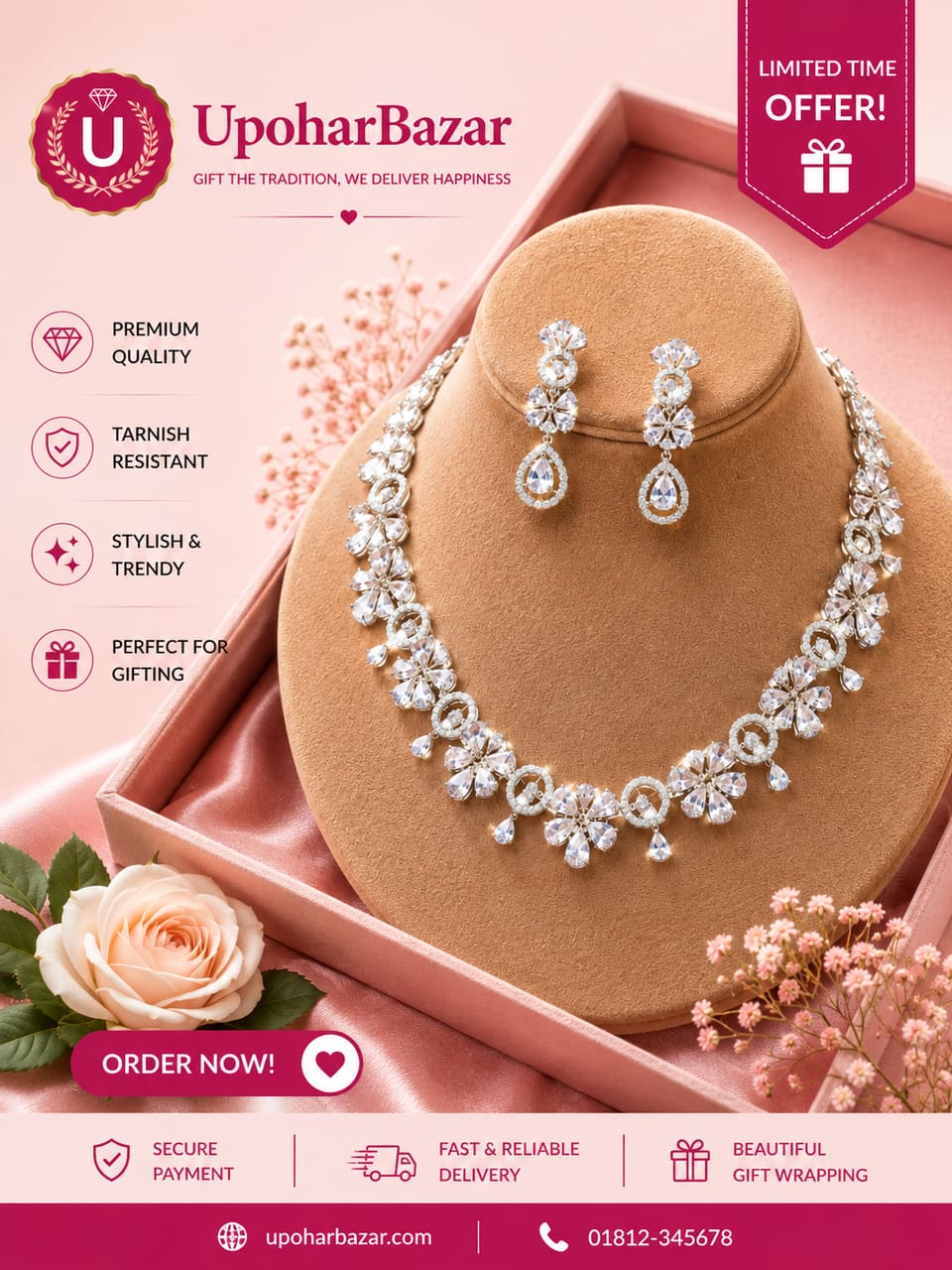 American diamond jewellery necklace set