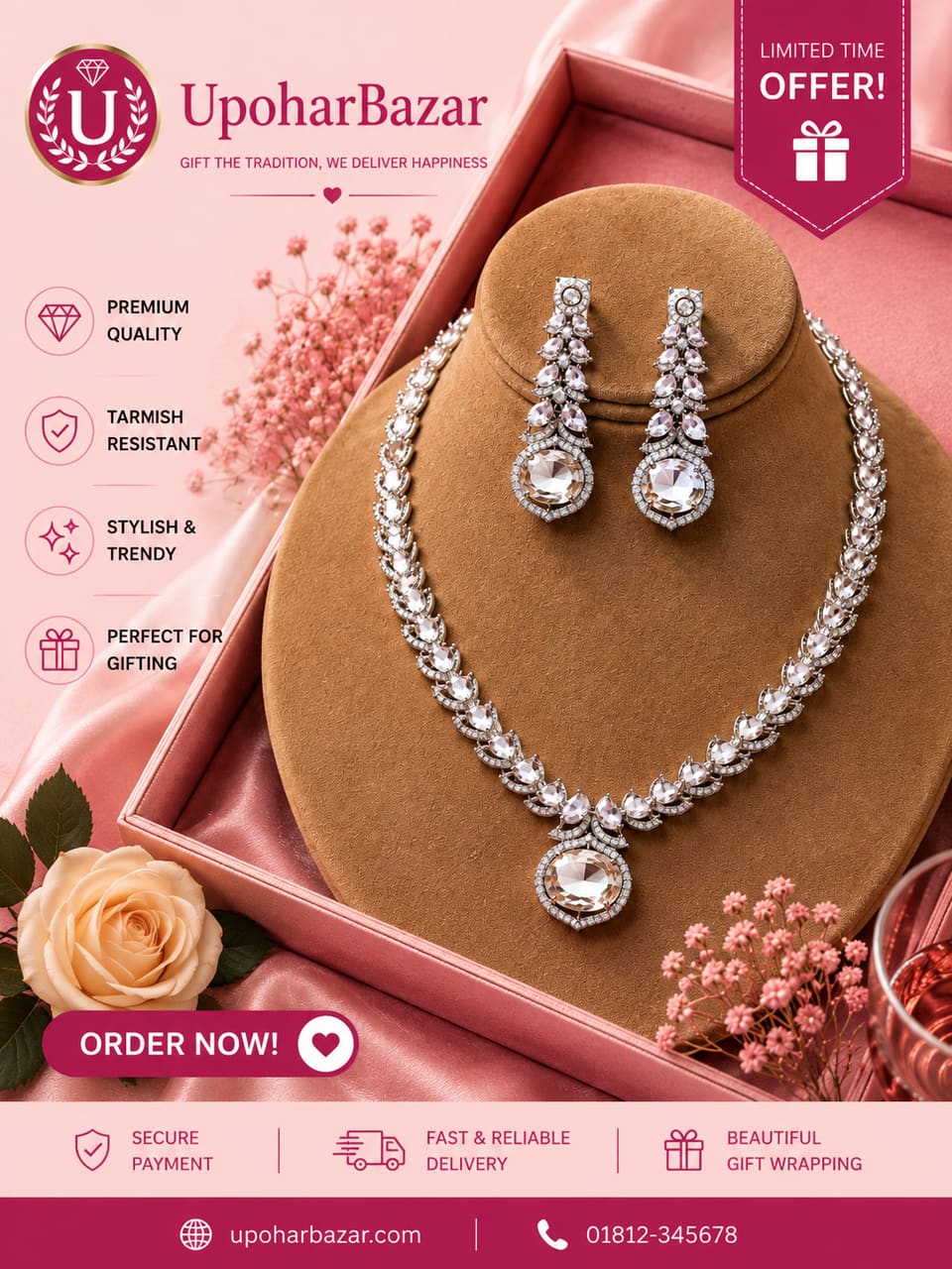 American diamond jewellery necklace set