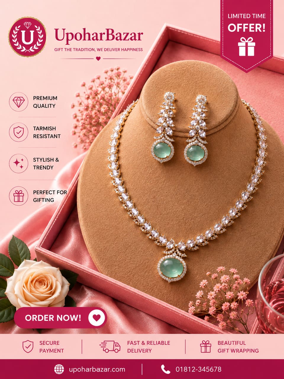 American diamond jewellery necklace set